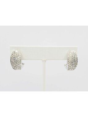 Odelia Designer 2+ ctw Pave Diamond Concave Omega Clip Earrings 18k White Gold